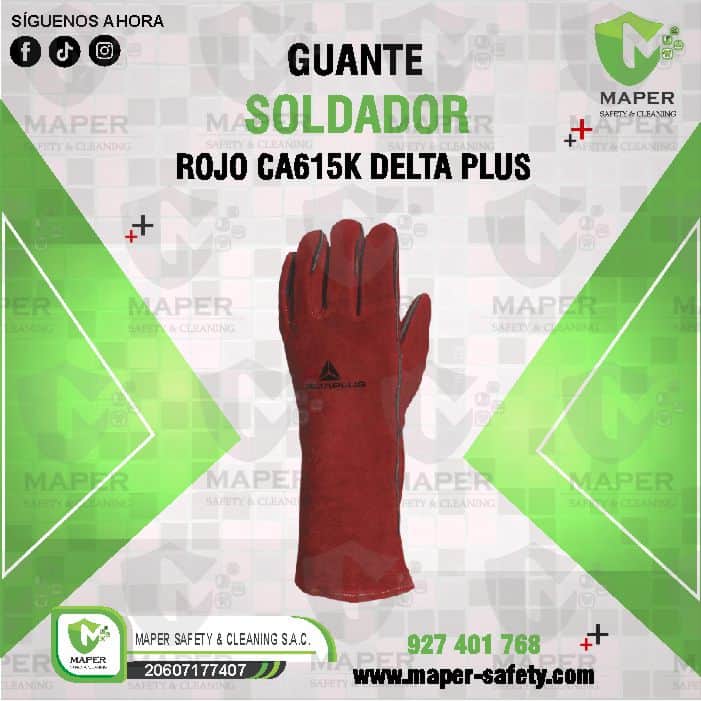 GUANTE SOLDADOR ROJO CA615K DELTA PLUS