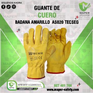 GUANTE DE CUERO BADANA AMARILLO  AS020 TECSEG