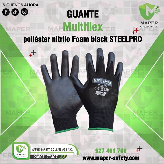 GUANTE Multiflex poliéster nitrilo Foam black STEELPRO