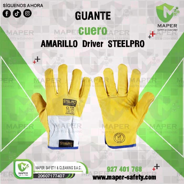 Guante cuero AMARILLO Driver STEELPRO