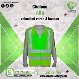 Chaleco alta velocidad verde 4 bandas