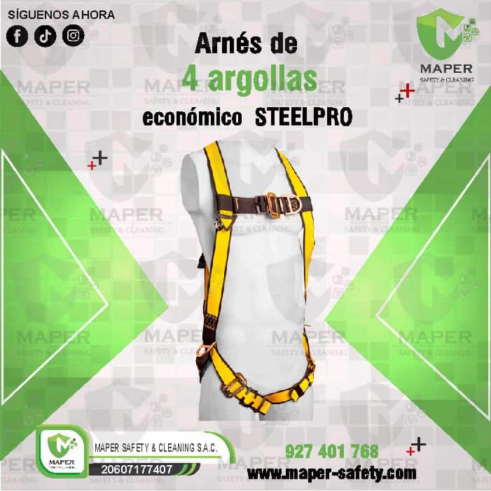 Arnés de 4 argollas económico STEELPRO