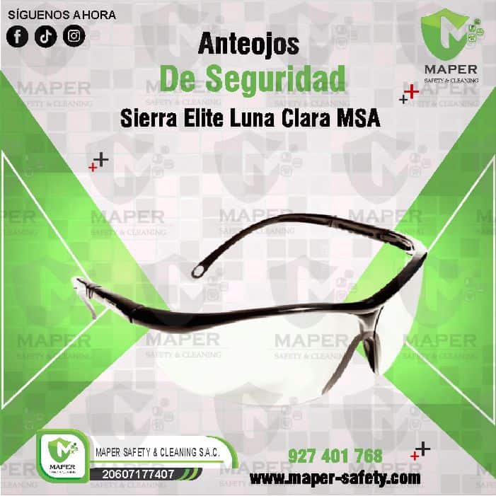 Anteojos De Seguridad Sierra Elite Luna Clara MSA