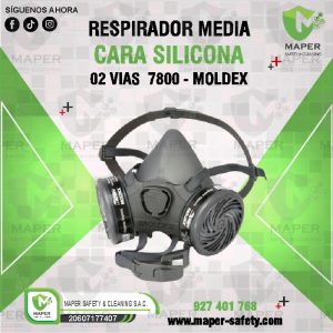 RESPIRADOR MEDIA CARA SILICONA 02 VIAS  7800 - MOLDEX