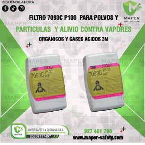 FILTRO 7093C P100  PARA POLVOS Y PARTICULAS  Y ALIVIO CONTRA VAPORES ORGANICOS Y GASES ACIDOS 3M