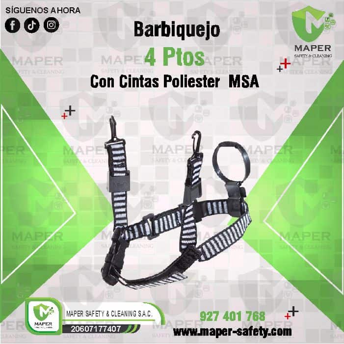 Barbiquejo 4 Ptos Con Cintas Poliester MSA