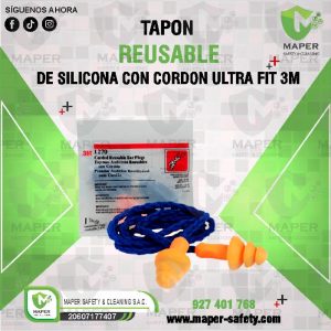 TAPON REUSABLE DE SILICONA CON CORDON ULTRA FIT 3M